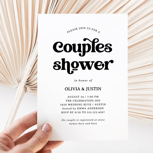 Boho and Retro Black and White | Couples Shower Invitation | Zazzle