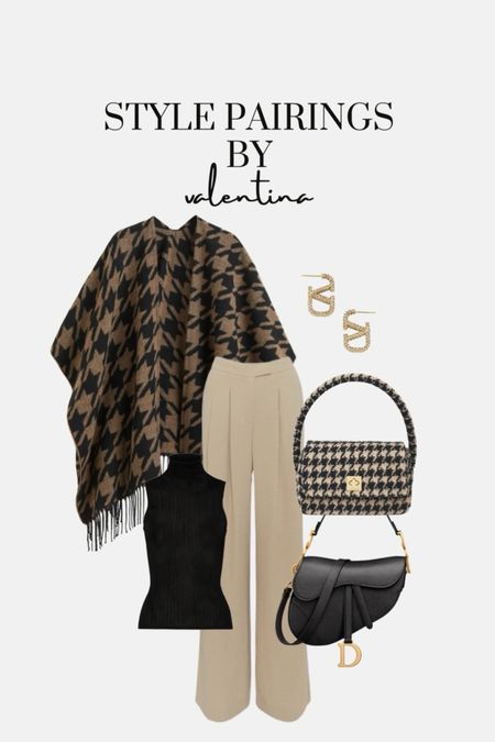 New in, style pairings, new season, aw22, fall styles, fall fashion, outfit inspiration, beige trousers, black tank, poncho, dior bag, gold earrings, houndtooth bag 

#LTKsalealert #LTKeurope #LTKSeasonal