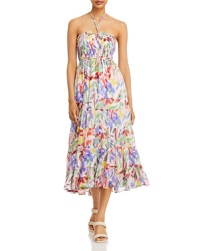 AQUA Brushstroke Floral Print Midi Dress - 100% Exclusive Women - Bloomingdale's | Bloomingdale's (US)