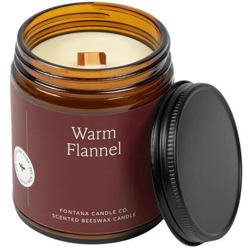 Fontana Candle Co Wood Wick Beeswax Jar Candle, Warm Flannel – Made Safe with Coconut Oil & Pure Essential Oils – 35+ Hrs Clean Burn, Long Lasting and Non-Toxic Candles for Home & Room Decor | Amazon (US)