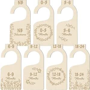 Baby Closet Size Dividers - 7x Premium Wood Nursery Closet Dividers for Baby Clothes - Botanical ... | Amazon (US)