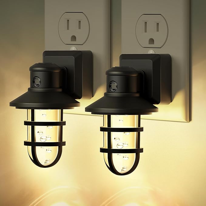 Night Lights Plug into Wall 【 2 Pack】, Vintage LED Night Light, Dusk to Dawn Sensor Auto-On/O... | Amazon (US)