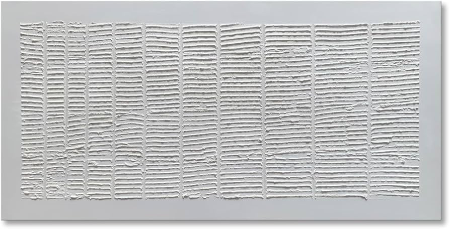 Pure White Minimalist Painting on Canvas Large Plaster Textured Wall Art Geometric Artwork for Li... | Amazon (US)