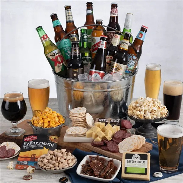Alcohol Gift Basket With Beer | GourmetGiftBaskets.com