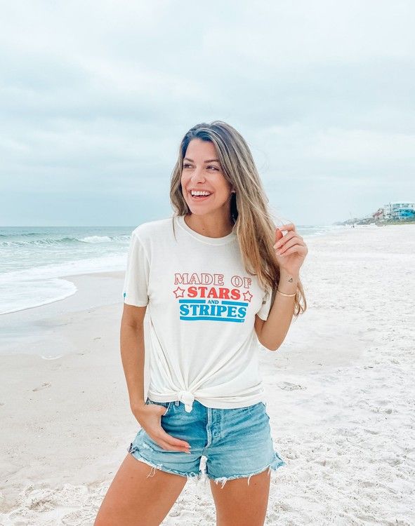 Made of Stars and Stripes Short Sleeve Tee - Women - Cream | 30A Gear