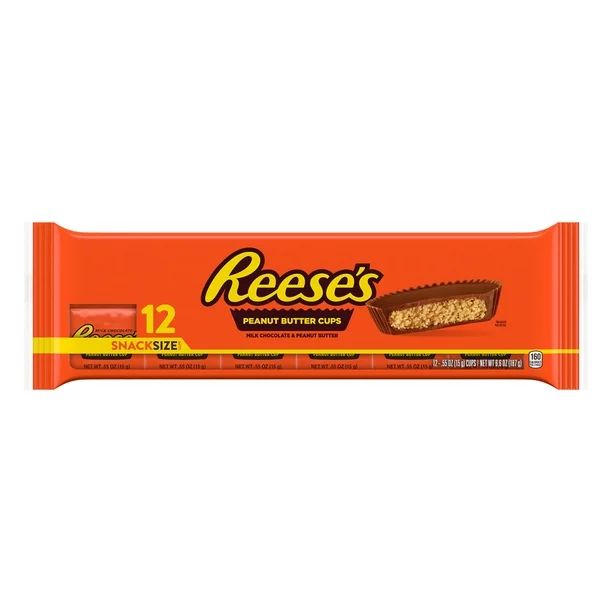 Reese's, Milk Chocolate Peanut Butter Snack Size Cups Candy, Gluten Free, 0.55 oz, Packs (12 Ct) | Walmart (US)
