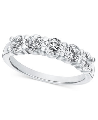 Diamond 5 Stone Band (1 1/2 ct. t.w.) in 14k White Gold | Macy's
