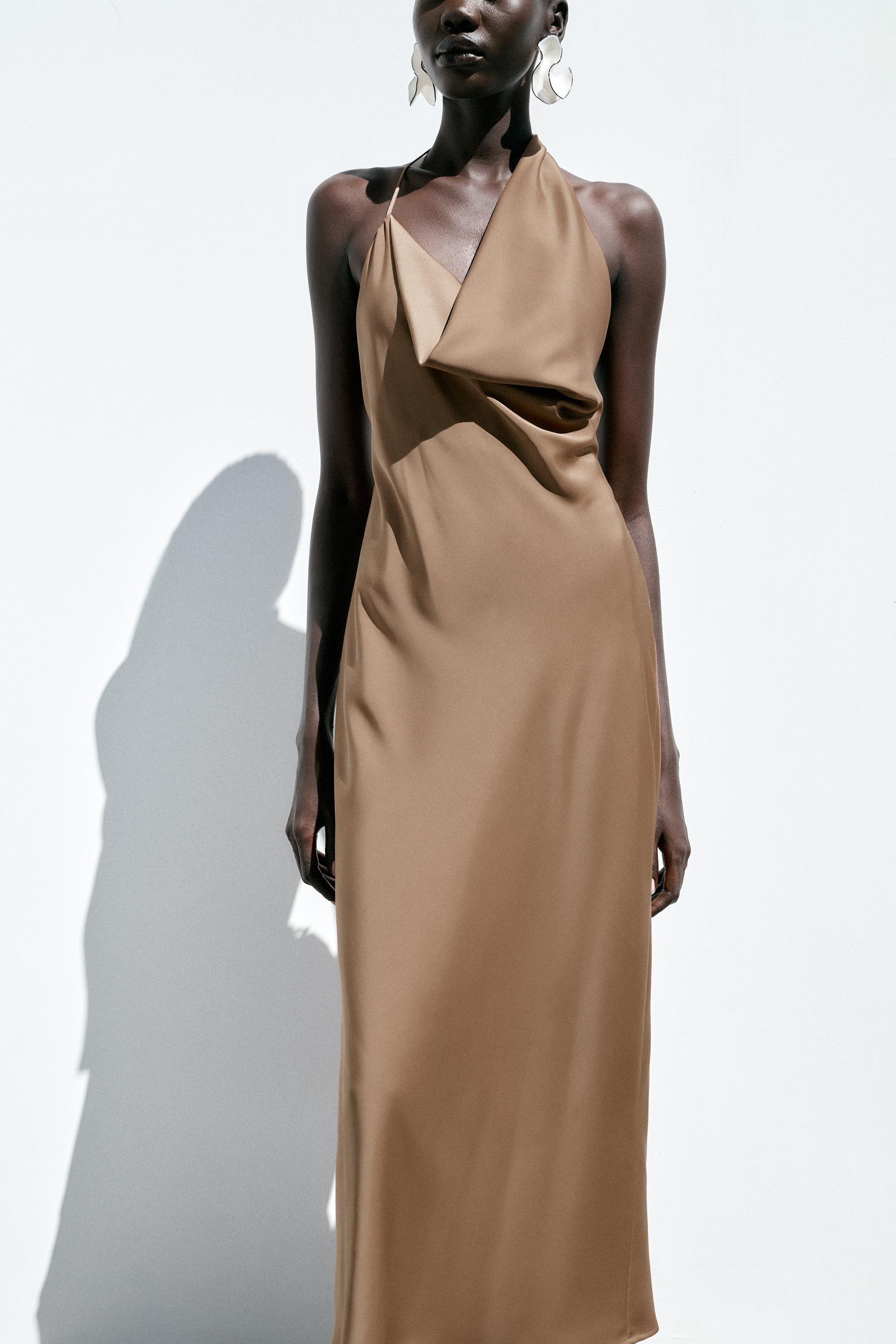 ASYMMETRIC SATIN MIDI DRESS | Zara UK