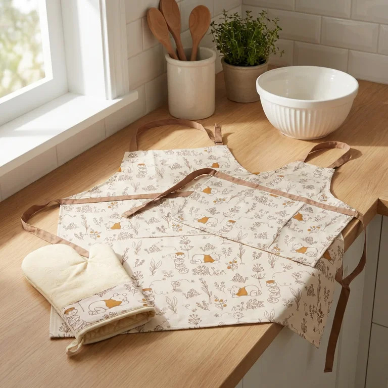Winnie The Pooh 3-Piece Mommy and Me Apron and Oven Mitt Kitchen Set, 100% BCI Cotton, Non-Slip G... | Walmart (US)