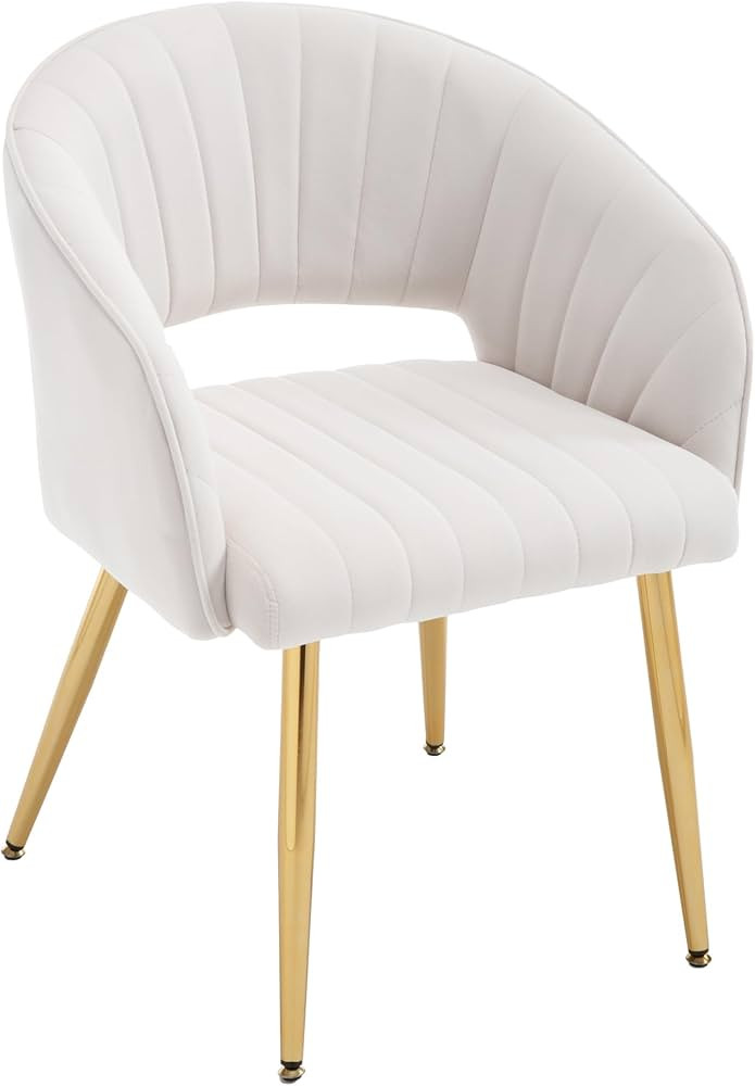 Velvet Vanity Chair, Modern Home Office Desk Chair with Hollow Back, Upholstered Dining Chair wit... | Amazon (US)