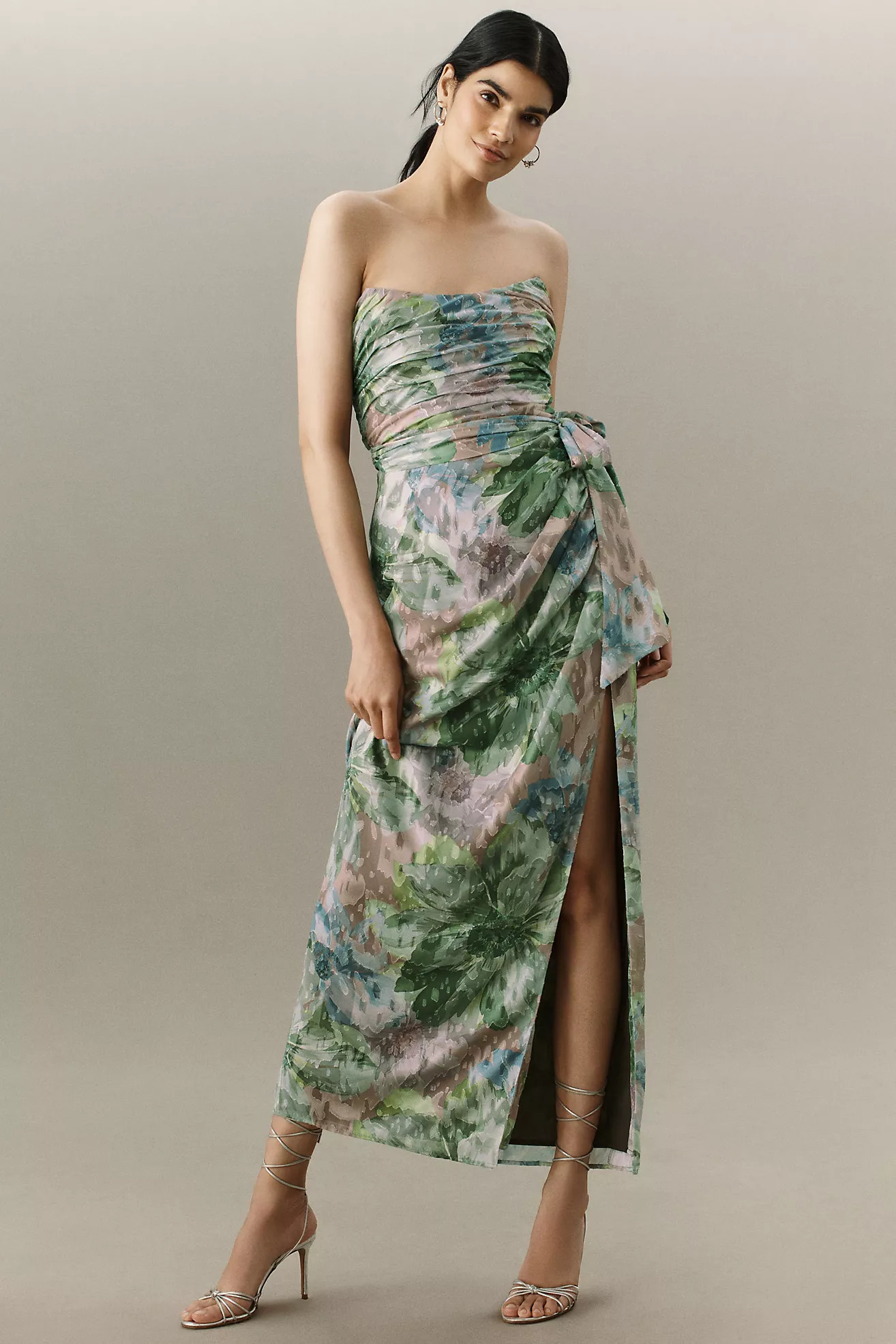 Hutch Julietta Strapless Chiffon Column Maxi Dress | Anthropologie (US)