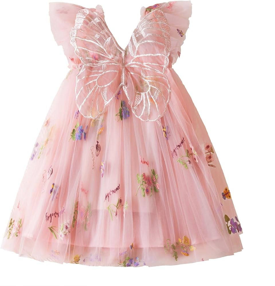 Nileafes Toddler Summer Dress Baby Girl Strap Floral A Line Dress Sleeveless Beach Butterfly Sund... | Amazon (US)