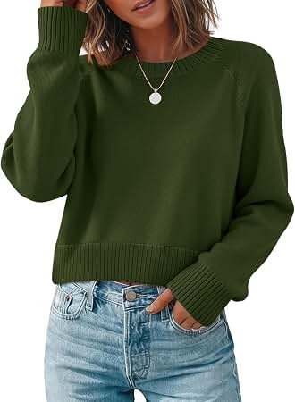 Zeagoo Sweaters for Women Cropped Crewneck Basic 2026 Trendy Fall Tops | Cropped Sweater, Winter ... | Amazon (US)