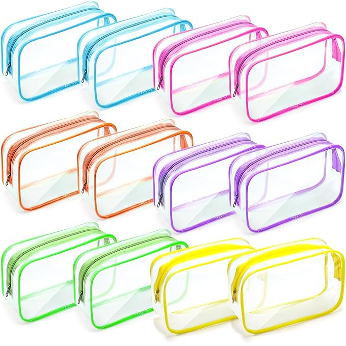 Weewooday 12 Pieces Clear Makeup Bags Cosmetic Storage Bags PVC Zipper Pouches Travel Waterproof ... | Amazon (US)