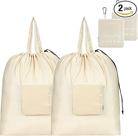 GOGOODA Travel Laundry Bags with Drawstring Closure XL Large Foldable Dirty Clothes bags with Han... | Amazon (US)