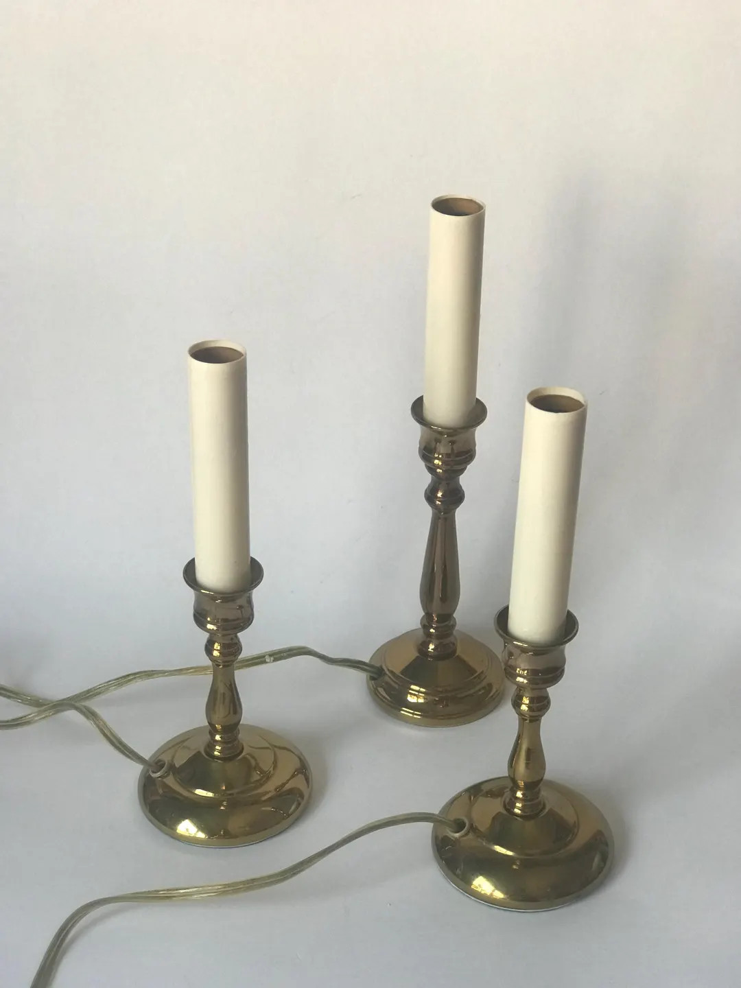 Vintage Electric Brass Candle Lamp Base, Single Corded Candlestick Windowsill Light, Various Size... | Etsy (US)