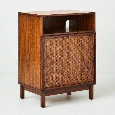 Wood & Cane Transitional Record Player Media Cabinet Brown - Hearth & Hand™ with Magnolia | Target