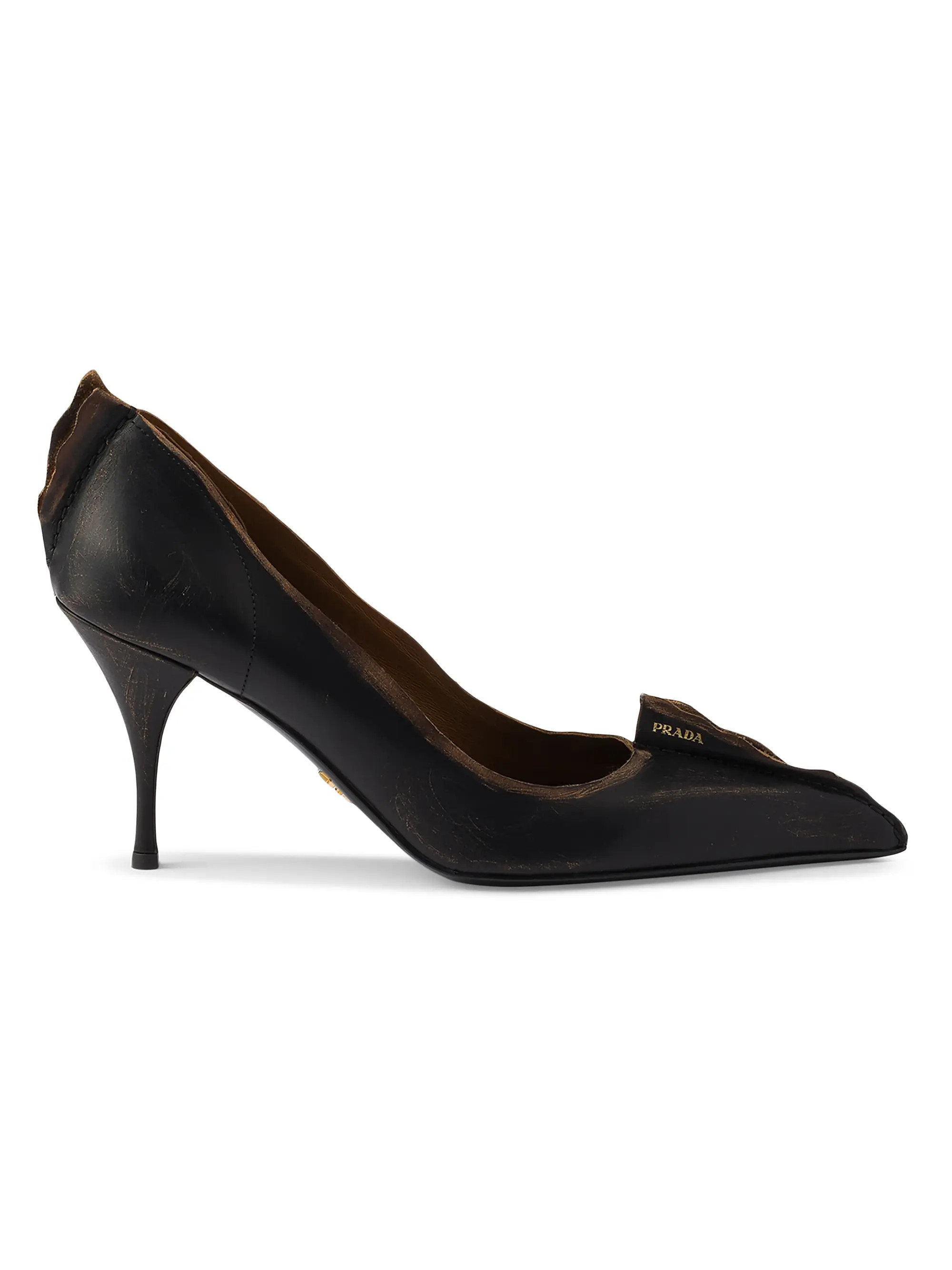 Prada Antiqued Leather Pumps | Saks Fifth Avenue | Saks Fifth Avenue