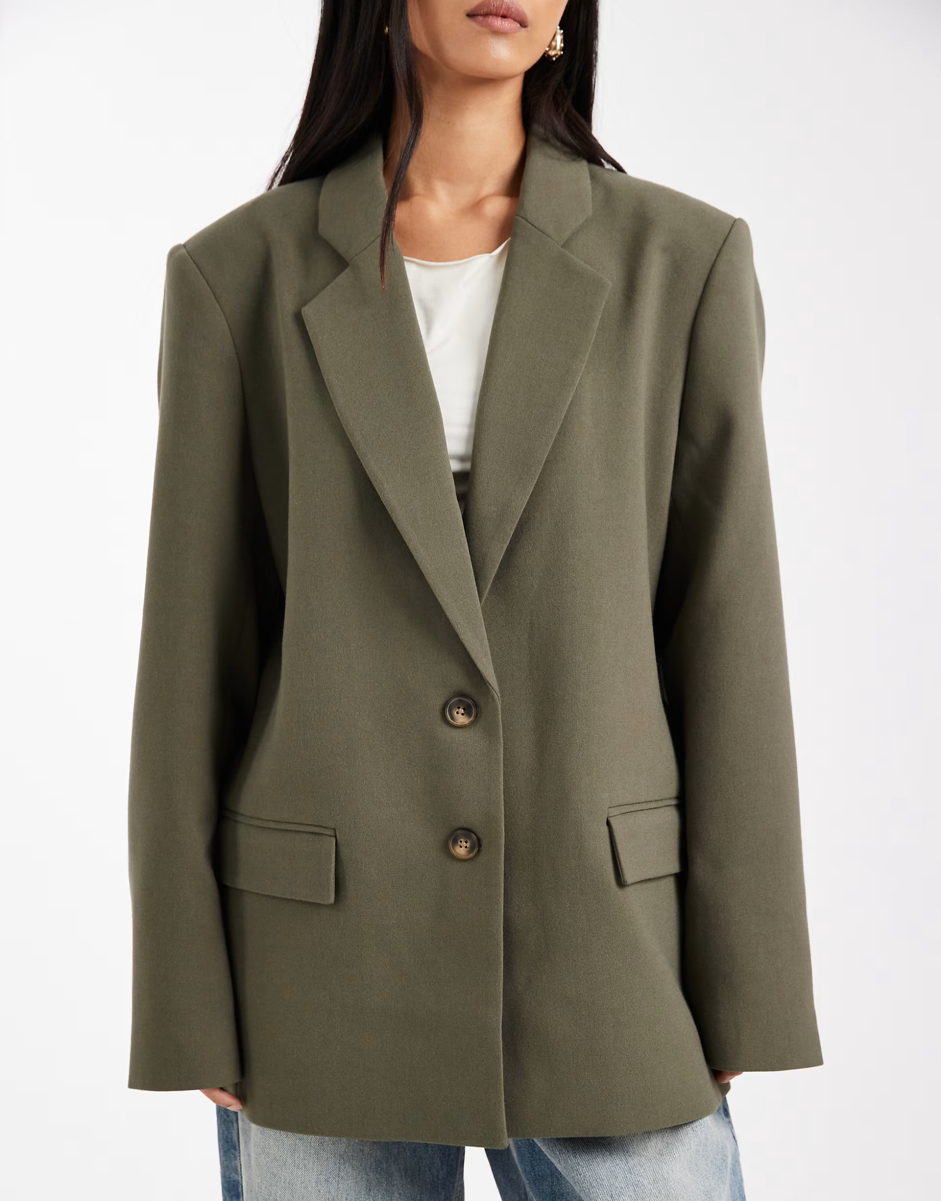 ASOS DESIGN tailored grandad blazer in khaki | ASOS | ASOS (Global)