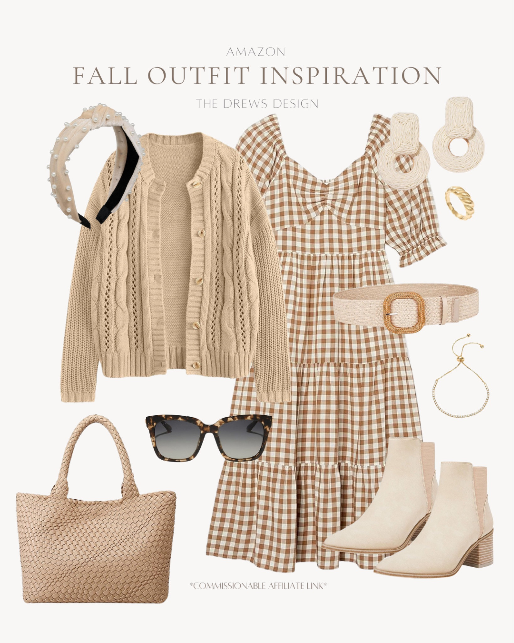 Trending: Fall Outfit Inspo from Amazon

Having a moment with these neutral fashion pieces from Amazon. This outfit would be perfect for family photos or any Fall gathering you have! 

Pearl studded headband, cable knit button up cardigan, neutral gingham dress, ivory earrings, gold ring, gold tennis bracelet, neutral belt, natural booties, tortoise sunnies, neutral woven leather handbag



#LTKFindsUnder100 #LTKSeasonal #LTKStyleTip