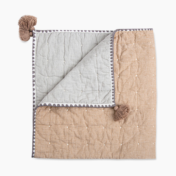 Crane Baby Cotton Reversible Melange Baby Quilt in Copper/Grey | 100% Cotton | Babylist