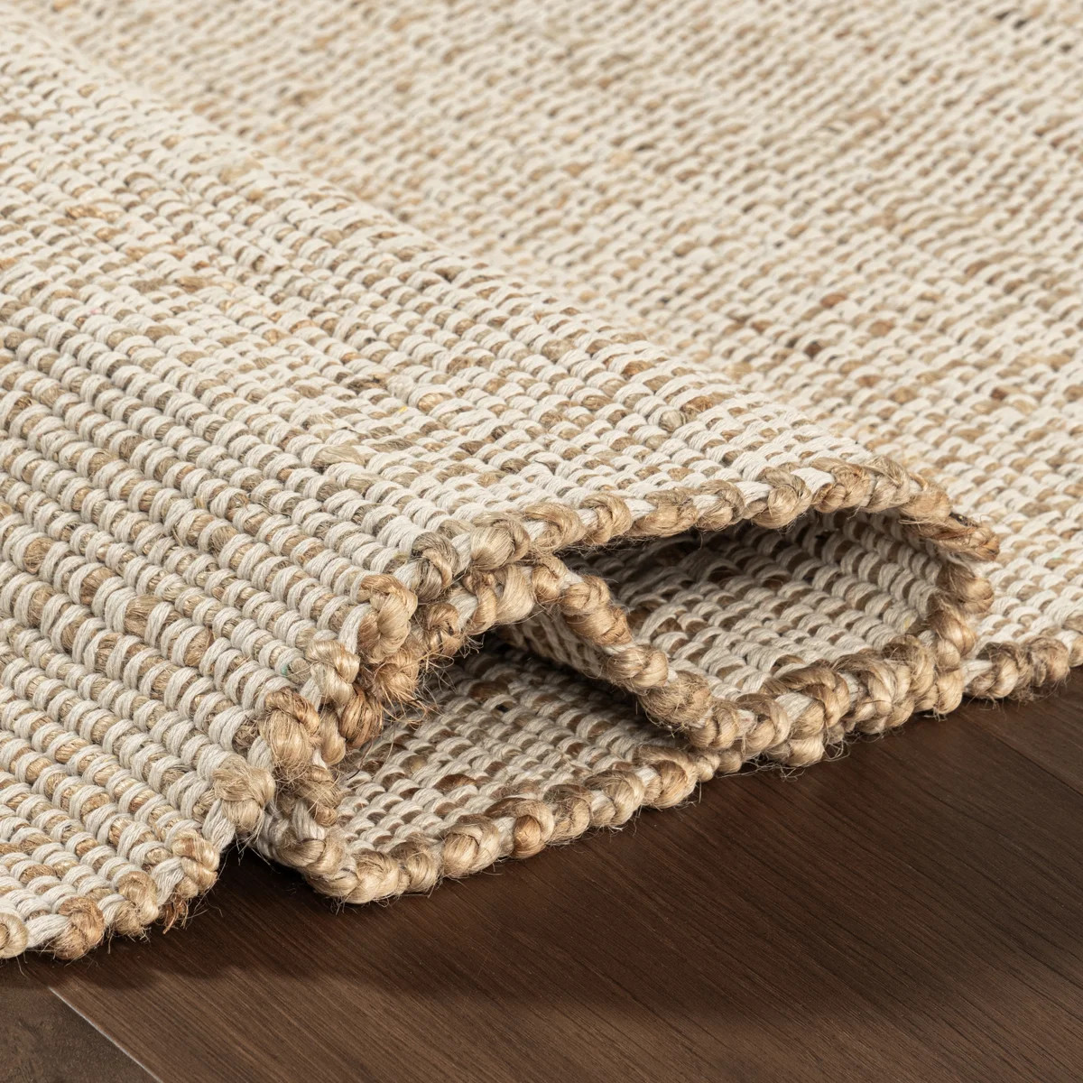 Helton Farmhouse Jute and Cotton Area Rug | Wayfair North America