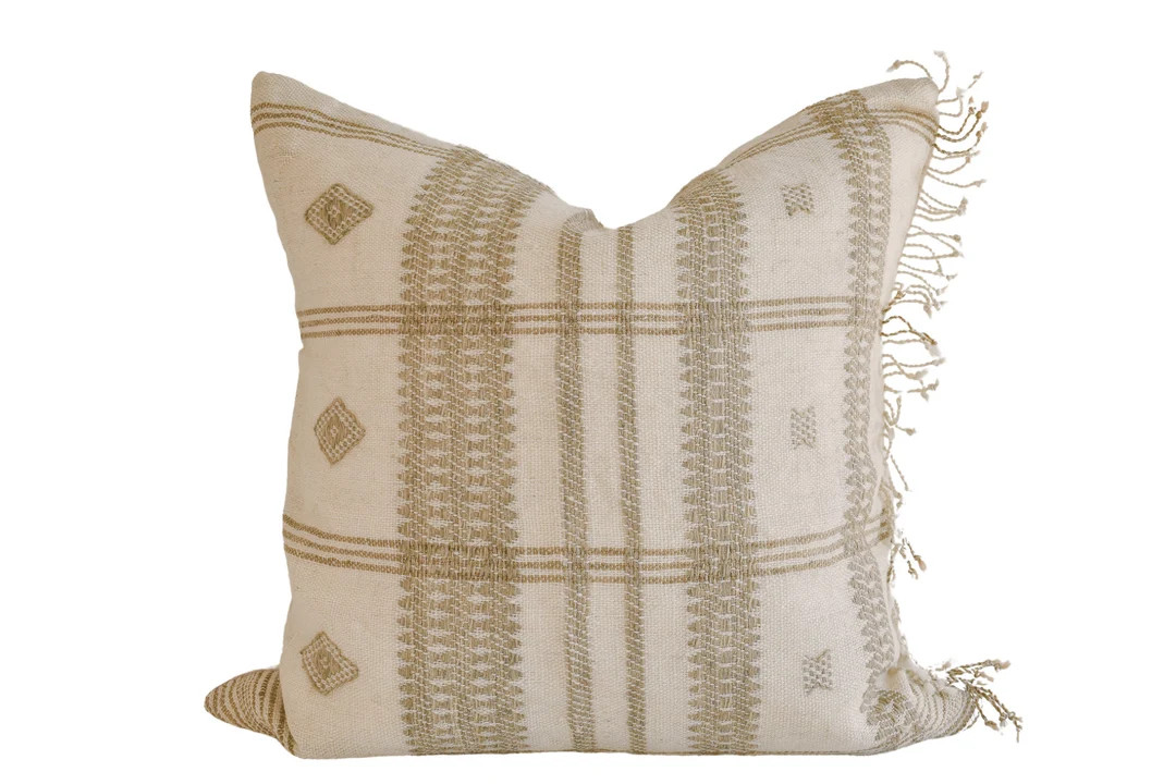 Indian Woven Bhujodi Pillow Cover Ivory and Sand - Etsy | Etsy (US)