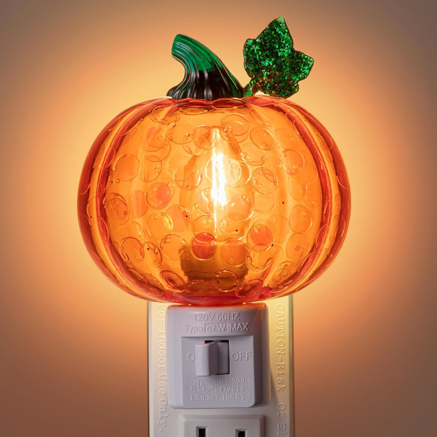 Halloween Pumpkin Bubble Night Light Plug Into Wall, Bright Orange Pumpkin Fall Seasonal Light Powered By C7 LED Bulb Decoration for Home Bedroom Bathroom Kitchen Hallway(Classic Style) | Amazon (US)