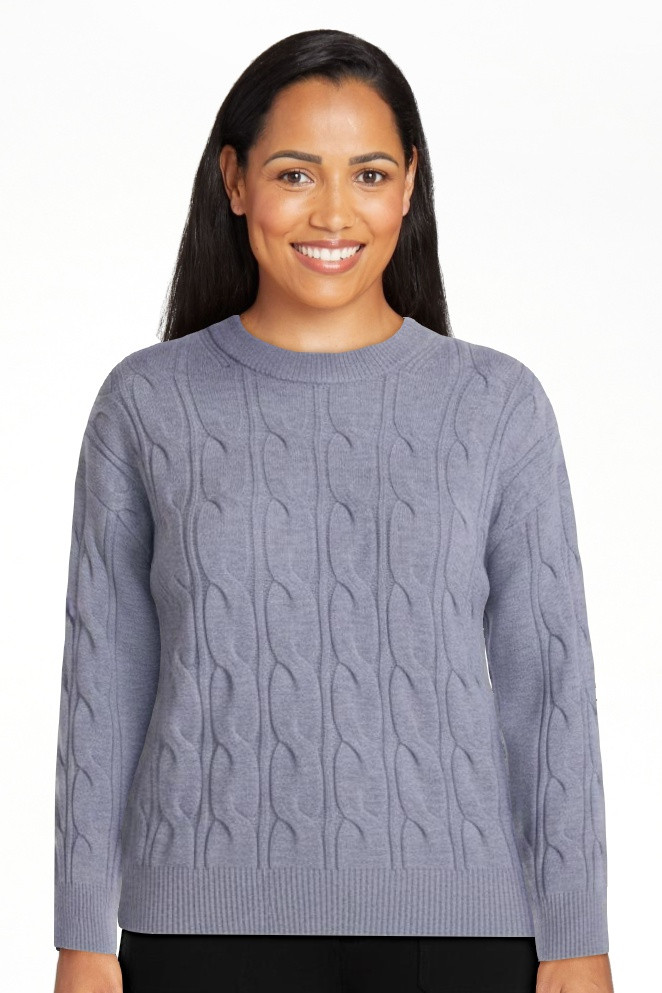 Scenario Women's Crewneck Cable Knit Mid-weight Sweater, Sizes XS-XXXL | Walmart (US)