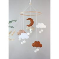 Terracotta Minimalist Baby Mobile, Beige Gender Neutral Boho Nursery Mobile | Etsy (US)