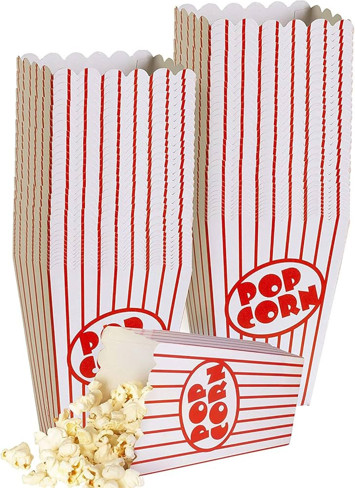 Kedudes Movie Night Popcorn Bags for Party (40pk) - Paper Popcorn Buckets - Red and White Popcorn... | Amazon (US)