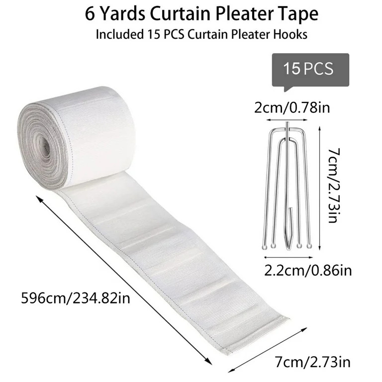 Curtain Pleater Tape with Curtain Pleater Hooks Kit Bedroom Living Room Wall | Walmart (US)