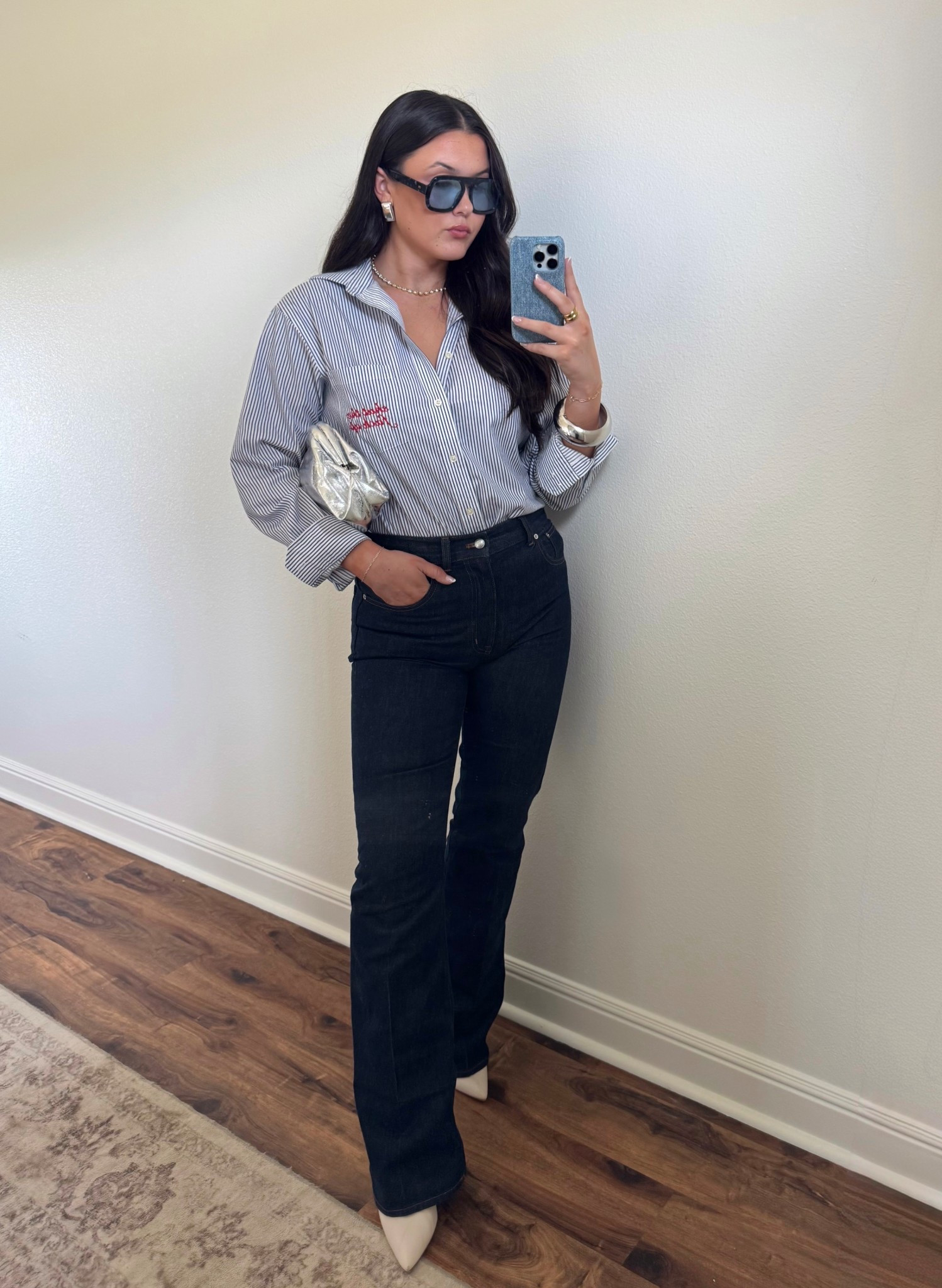 Wednesday ootd! Obsessed with these jeans, so flattering and tall girl friendly! #denim #flarejean #buttonup #chicoutfit

#LTKFindsUnder50 #LTKNYFW #LTKItBag