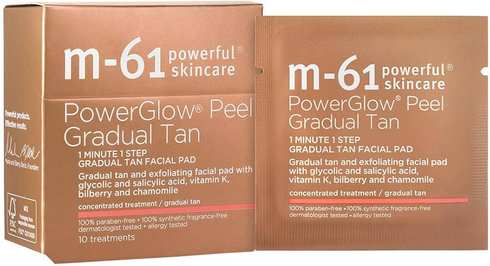 m-61 PowerGlow Peel Gradual Tan | Exfoliating Facial Peel, Build A Streak-Free Radiant Glow | Amazon (US)