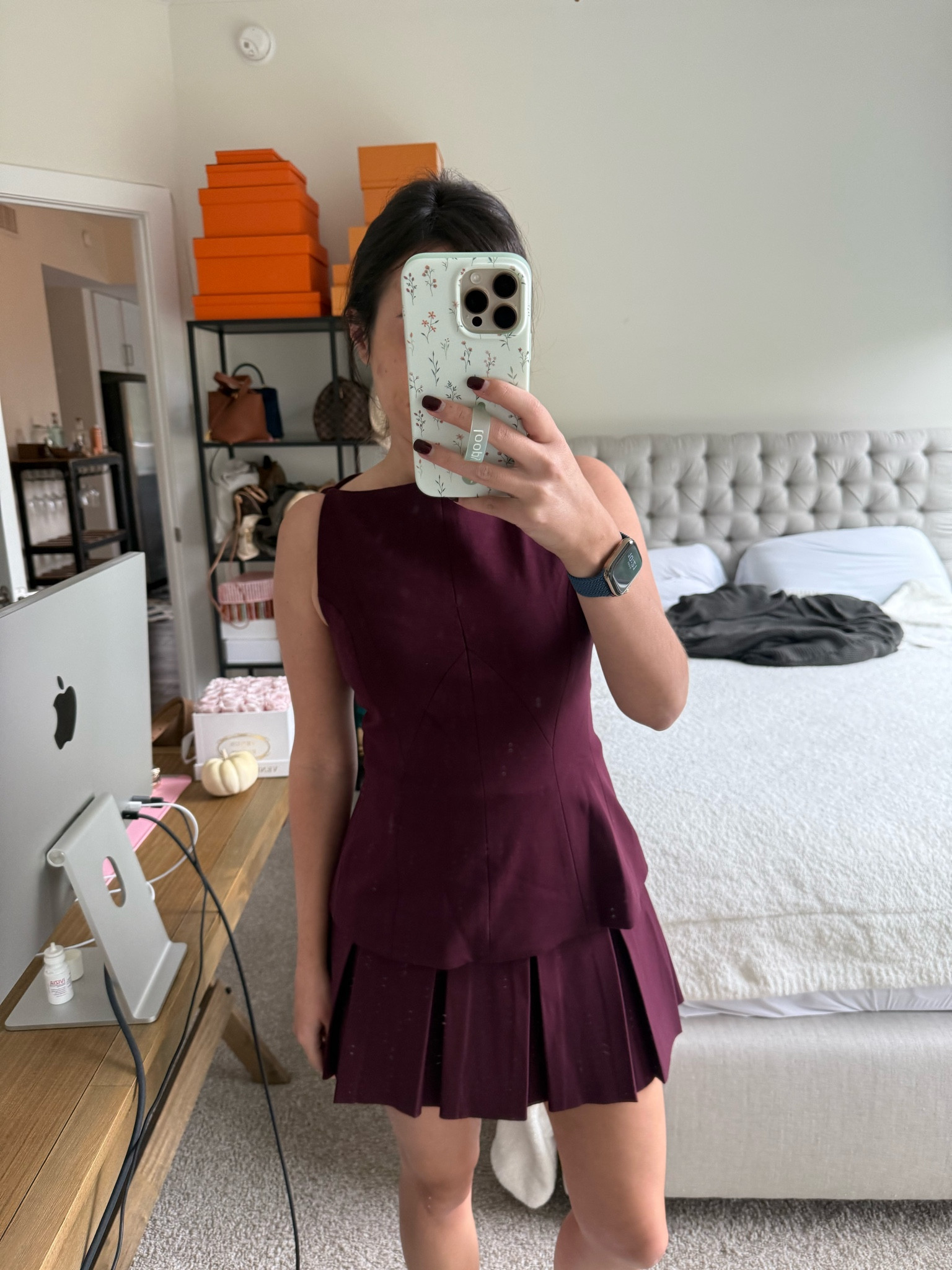 Peplum top (4) with pleated skort (6) in the most beautiful burgundy color. Runs very small!



#LTKStyleTip #LTKSeasonal #LTKFindsUnder100