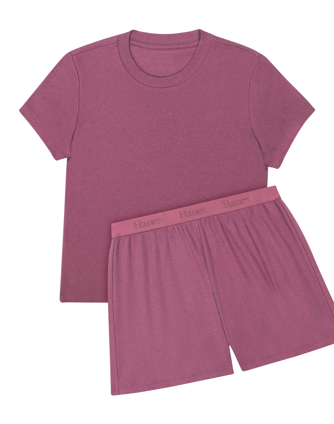 Originals 2-Piece Lounge Set, SuperSoft Cropped Baby Doll Tee & Sleep Shorts Loungewear Set #HLA2... | Hanes.com