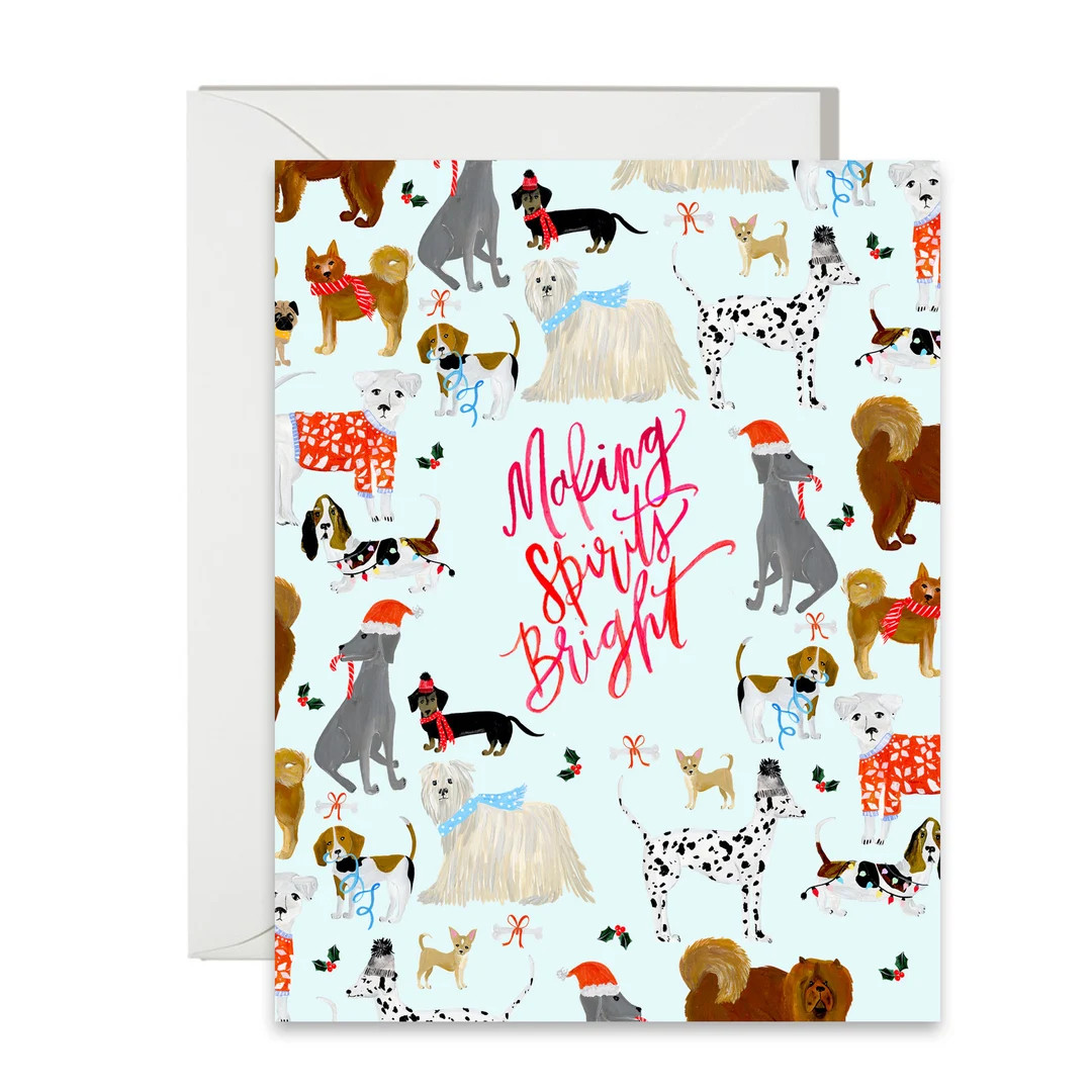 Holiday Greeting Cards Making Spirits Bright Watercolor Dog Print Single A-2 Card - Etsy | Etsy (US)