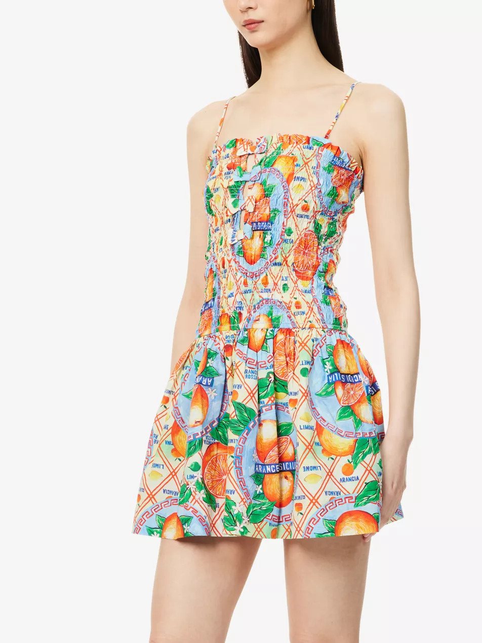 Fleur Shirred Cotton-Poplin Mini Dress | Selfridges