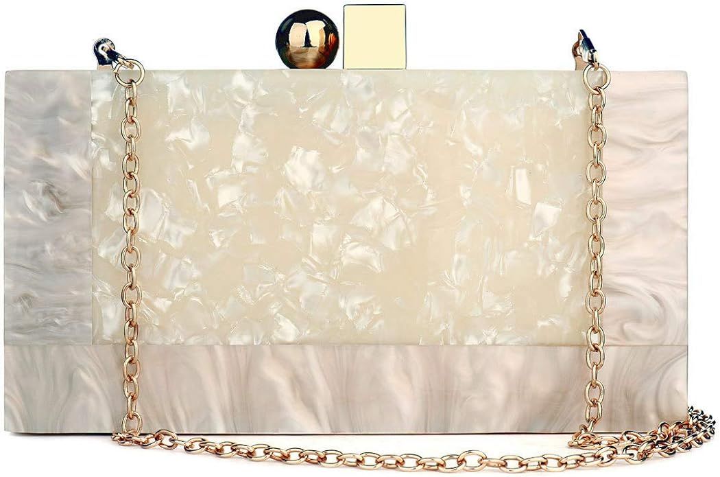 Women Evening Clutch Purse Acrylic Clutch Evening Handbags Crossbody Bags for Women (Gold) | Amazon (US)
