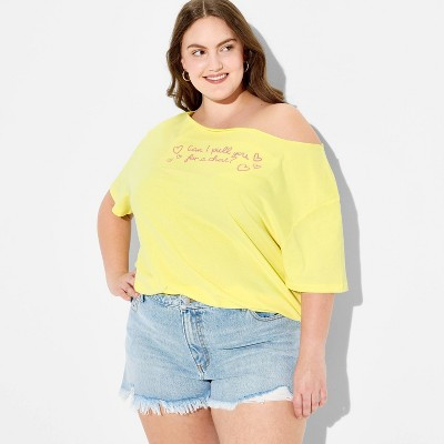 Women's Love Island Short Sleeve Graphic T-Shirt - Yellow 2X | Target