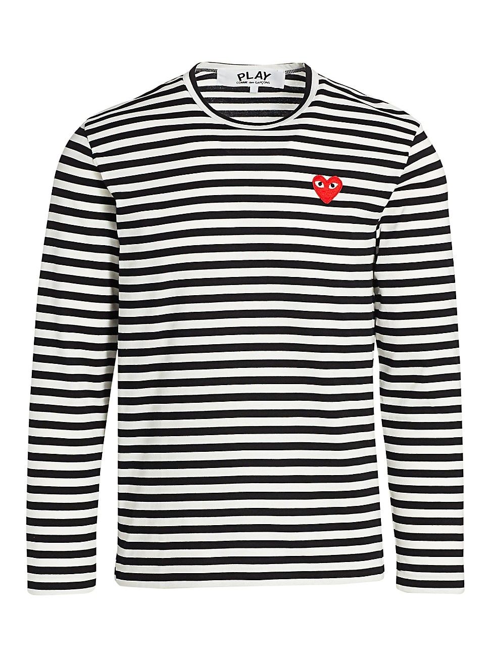 Comme des Garcons Play Men's Mini Heart Long-Sleeve Cotton Tee - Black White - Size Medium | Saks Fifth Avenue