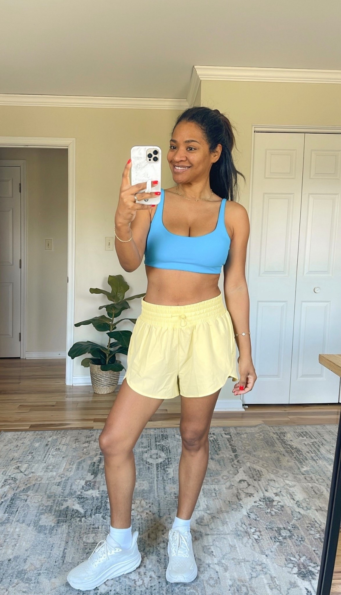 Sunday workout fit! My shorts are from Target last year so linking very similar ones. I wear a small. Medium in the sports bra 

 #ltkootd #ltkactive #ltkover40