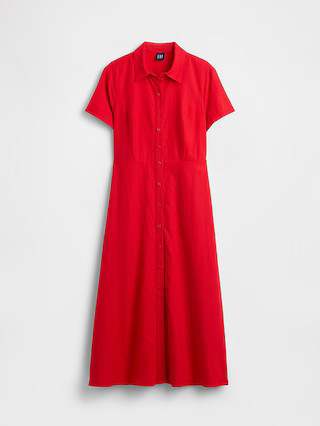 Linen-Blend Midi Shirtdress | Gap | Gap (US)