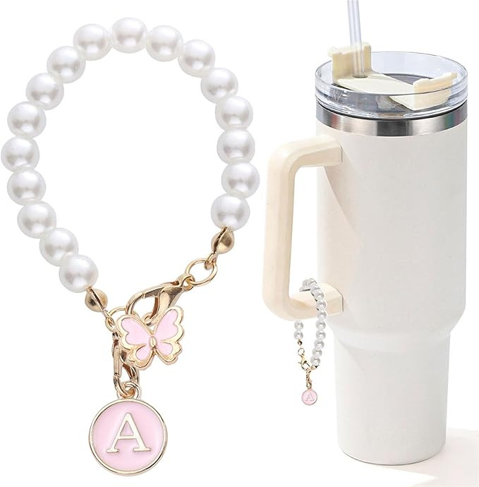 Accessories for Stanley Cup Pearl Chain Initial Accessoriess for Handle Stuff Decor Water Bottle ... | Amazon (US)