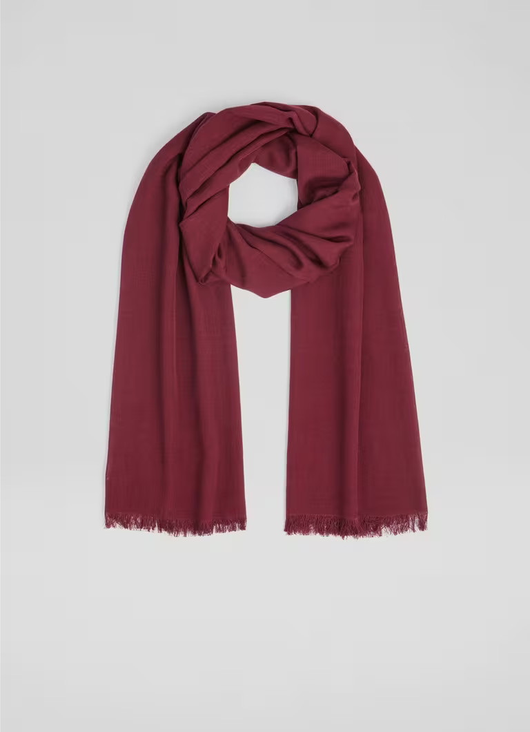 Sutton Red Burgundy Plain Modal Blend Shawl | L.K. Bennett (UK)
