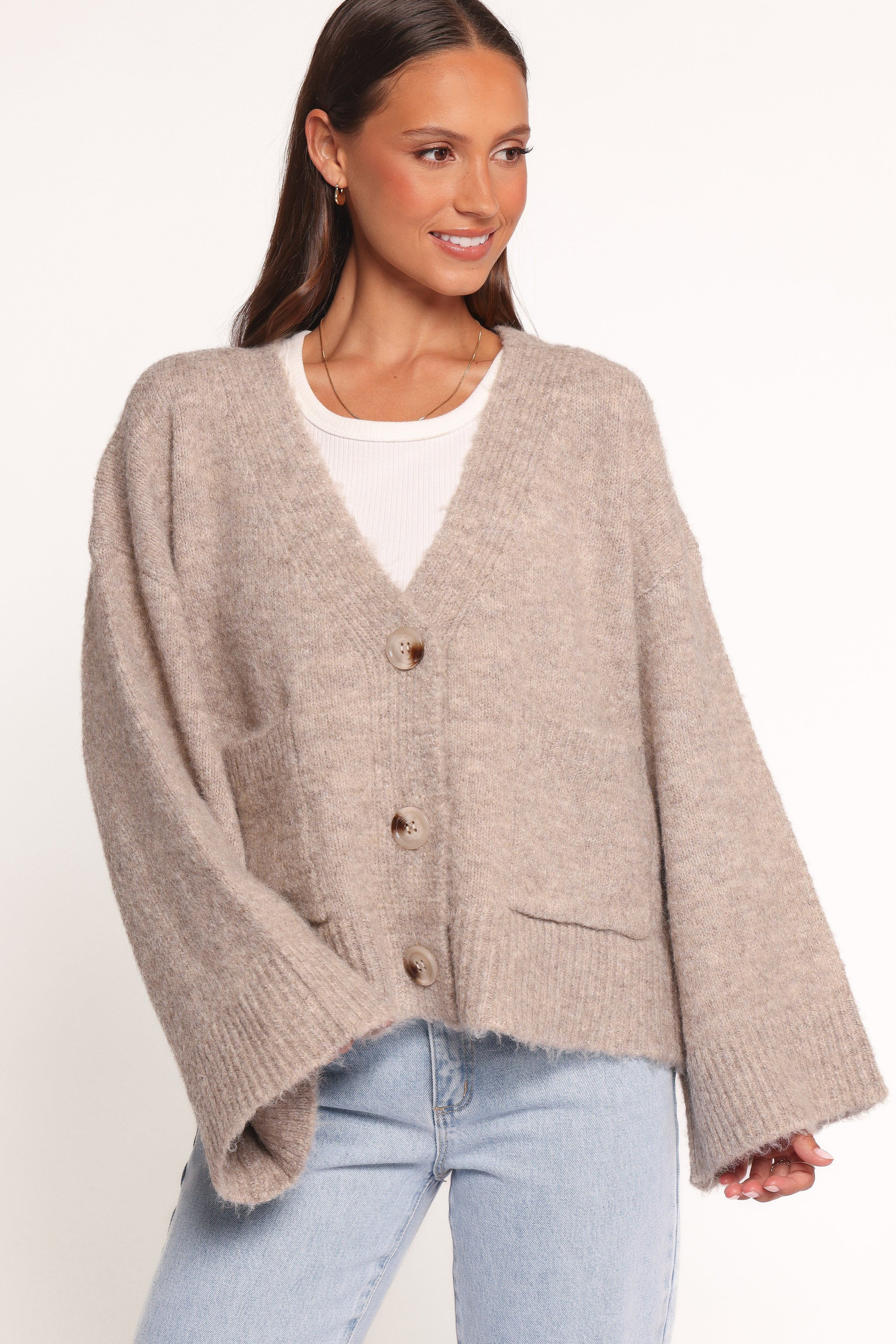 Fern Wide Sleeve Cardigan - Mushroom | Petal & Pup (US)