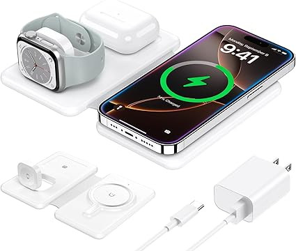 Wireless Charger for iPhone-3 in 1 Charging Station for Apple Multiple Devices, Travel Charger fo... | Amazon (US)