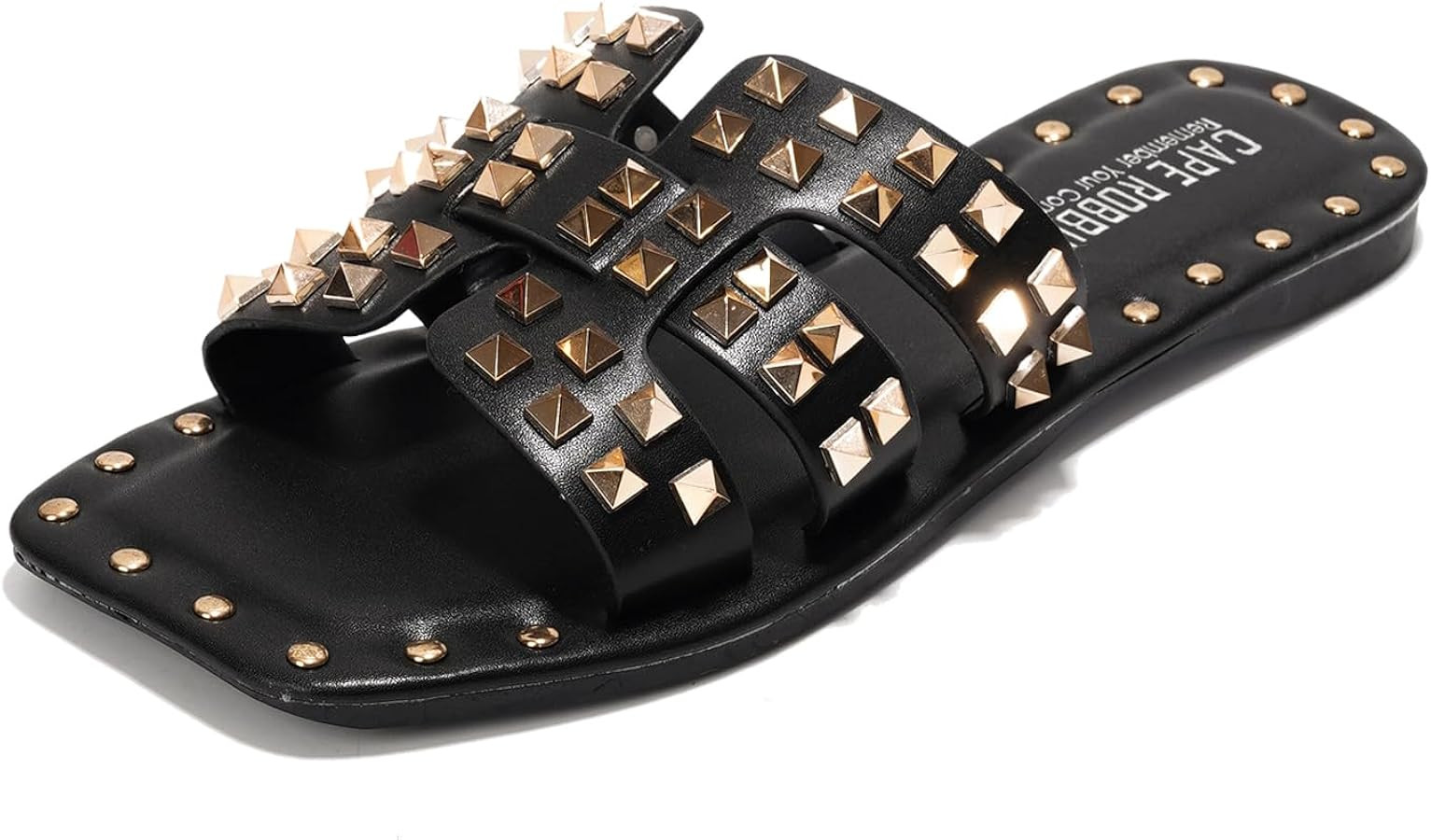 Cape Robbin Women's Gold Spike Studded Slide Sandals - Open Toe Slip On Lightweight Comfort for B... | Amazon (US)