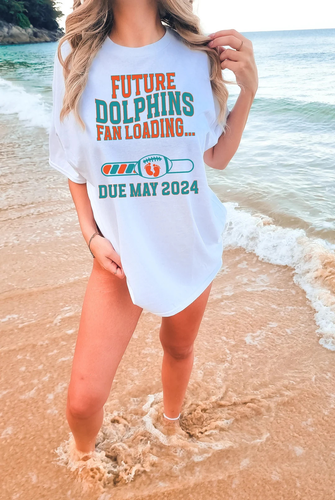Miami Pregnancy Announcement Shirt Dolphins Football Baby Reveal Top Florida Game Day Maternity O... | Etsy (US)