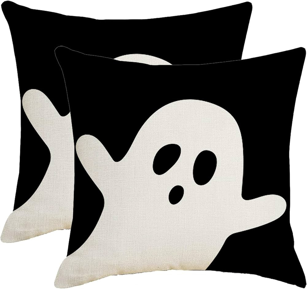 Aitukang Halloween Pillow Covers 18x18 Set of 2,Ghost Halloween Pillows Decorative Throw Pillow C... | Amazon (US)